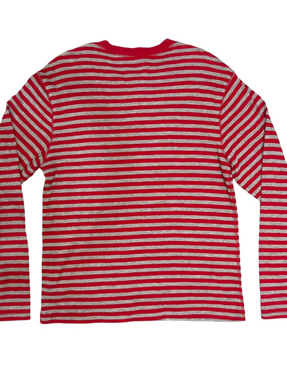 Old Navy Men’s L Red Gray Striped Henley Long Sleeve Shirt Preppy Casual Classic - Picture 10 of 10